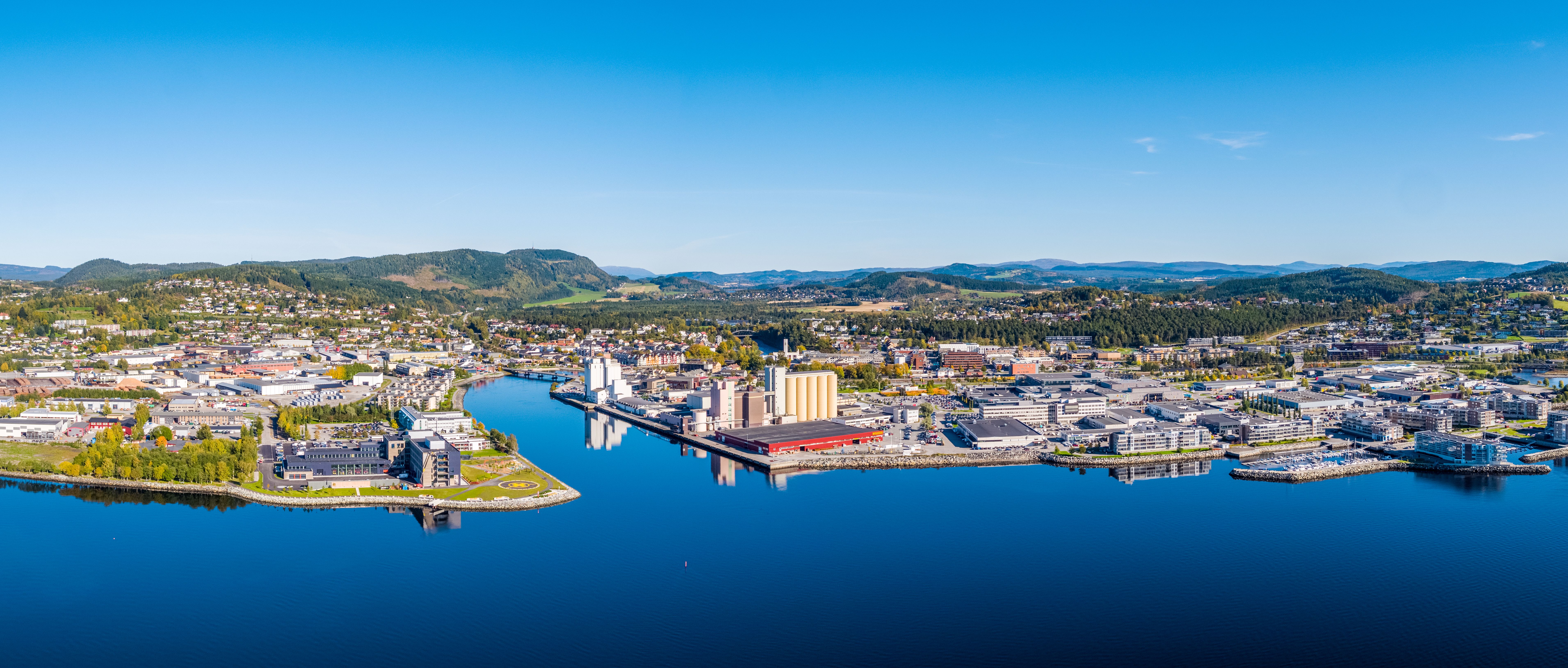 Dronebilde av Steinkjer kommune