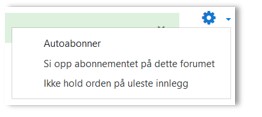 Skjermbilde av meny til forum