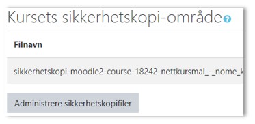 Skjermbilde av sikkerhetskopifil