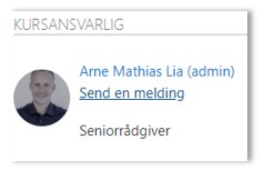Skjermbilde av kursansvarlig på kursets forside