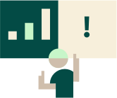 Illustrasjon: person foran oppslagstavle