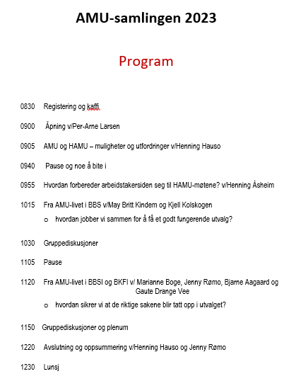 Revidert program AMU samling 2023