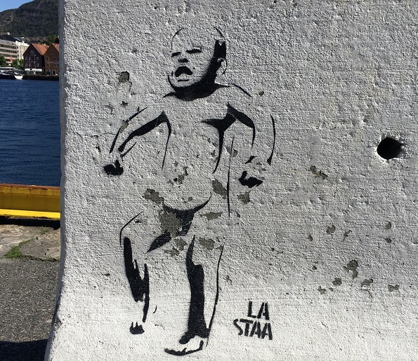 Foto av en grafitti av skulpturen Sinnataggen Fotograf: Kjersti Voll